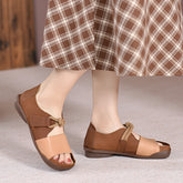 Designer Sommerschuhe Echte Gladiator Sandalen Weicher Strick Retro Klobige Klettschuhe KaffeeNeu/Braun